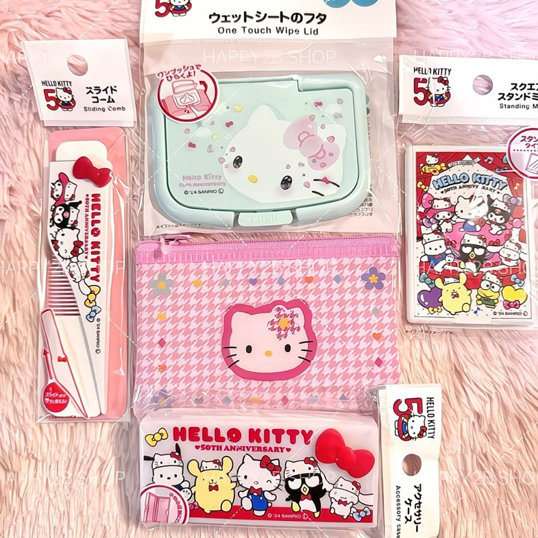 มาใหม่พร้อมส่ง♡🎀  กระเป๋า หวี กระจก ถุงซิป คอลเล็คชั่นครบรอบ 50 ปี เฮลโลคิตตี้