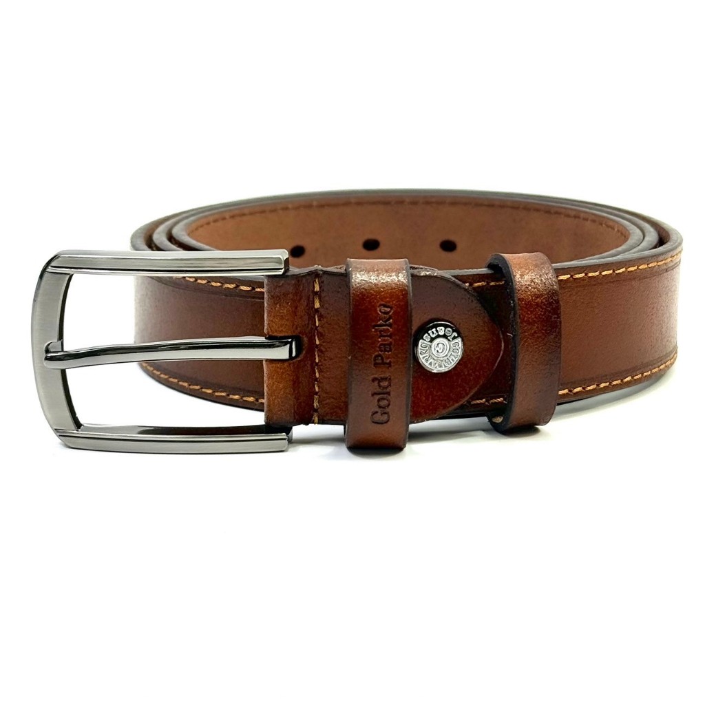 Chinatown Leather เข็มขัดหนังแท้หญิงและชาย G สีน้ำตาลไหม้ 3 cm เข็มขัดผู้หญิงหนังวัวแท้ขนาด