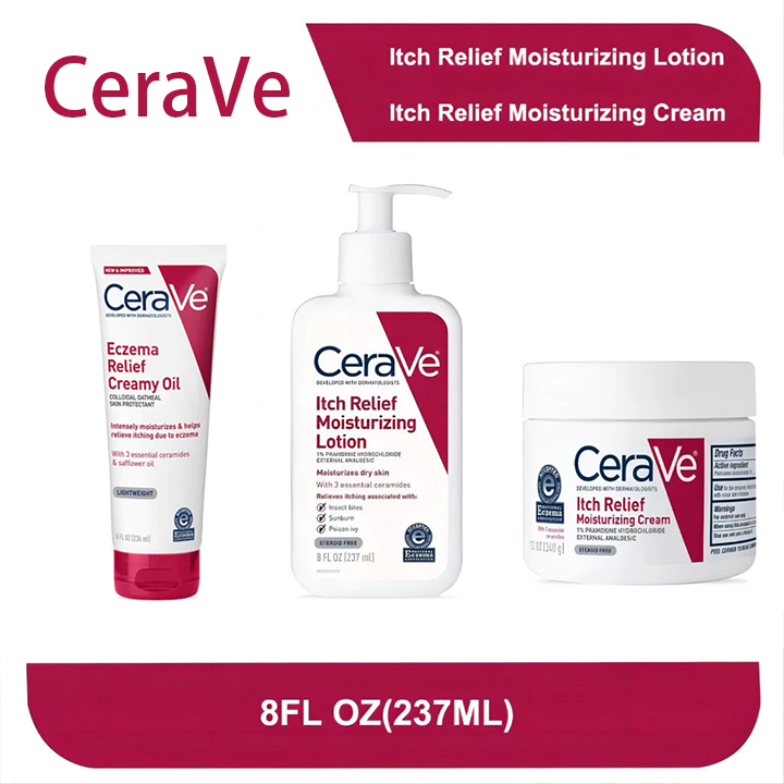 CeraVe Itch Relief Moisturizing Lotion มอยซ์เจอไรเซอร์ สำหรับผิวแห้ง ผิวหนังคัน แก้ปัญหาผิวได้อย่างตร 237ml+Cream 340g
