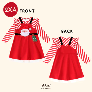 ชุดเดรสเด็ก Christmas (รุ่นเก่า สีตก)คริสต์มาส รุ่นXA ของแบรนด์Arin Kids อริน คิดส์