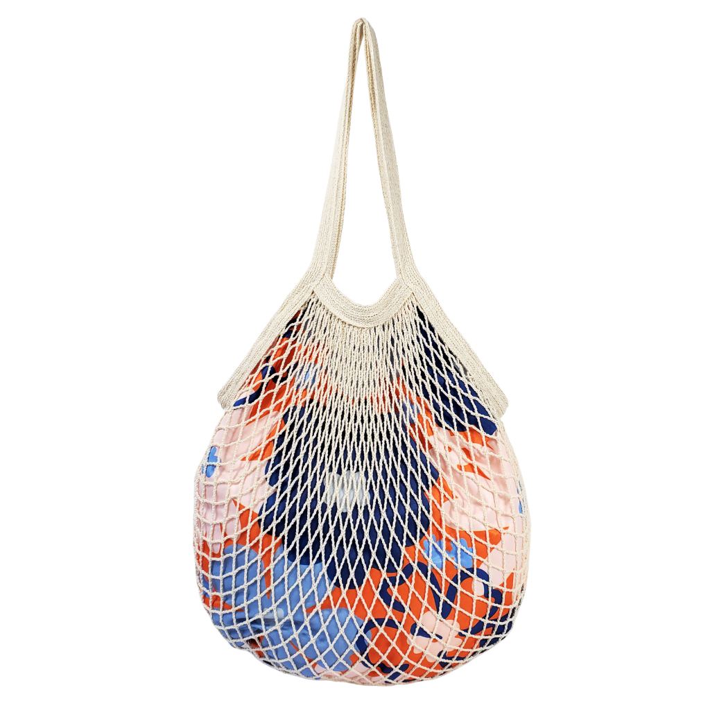 zappgirlbrabra-net bag กระเป๋าตาข่ายสีครีม ซับในลายดอกไม้ รุ่นใหม่มีกระเป๋าใน
