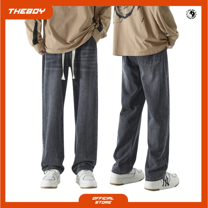 THEBOY-PASSER ROLE BLACK JEANS กางเกงยีนส์ทรงกระบอกตรง