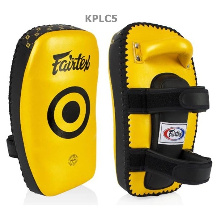 Fairtex Kick Curved Pads KPLC5 Yellow-Gold Micro fiber Muay Thai MMA K1 แฟร์เท็กซ์ เป้าเตะ สีเหลืองท