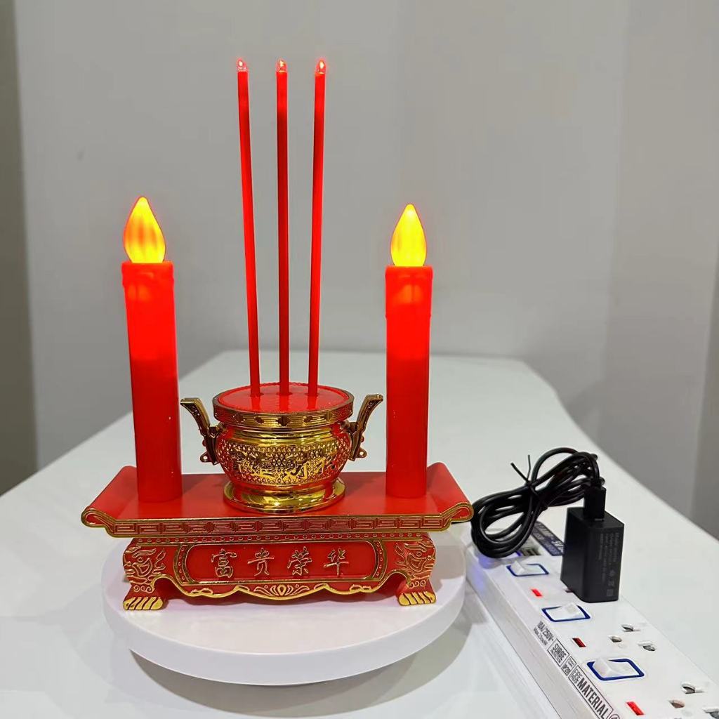 กระถางธูปไฟฟ้า ชุดธูปเทียนไหว้เจ้าLED การใช้ปลั๊กไฟและอินเทอร์เฟซ USB ความยาวสายไฟ 1.5 เมตรR