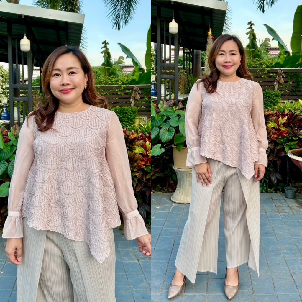 Pleatbynisa A554 เสื้ออัดพลีท เนื้อผ้าPolyester100%