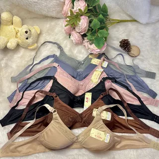 (12ตัว)เสื้อชั้นในแม่บ้านคละสี คัพB 2ตะขอ ไร้โครง ไร้ฟองน้ำ คละลายผ้าลูกไม้ สไตล์สุ่ม[34-42]