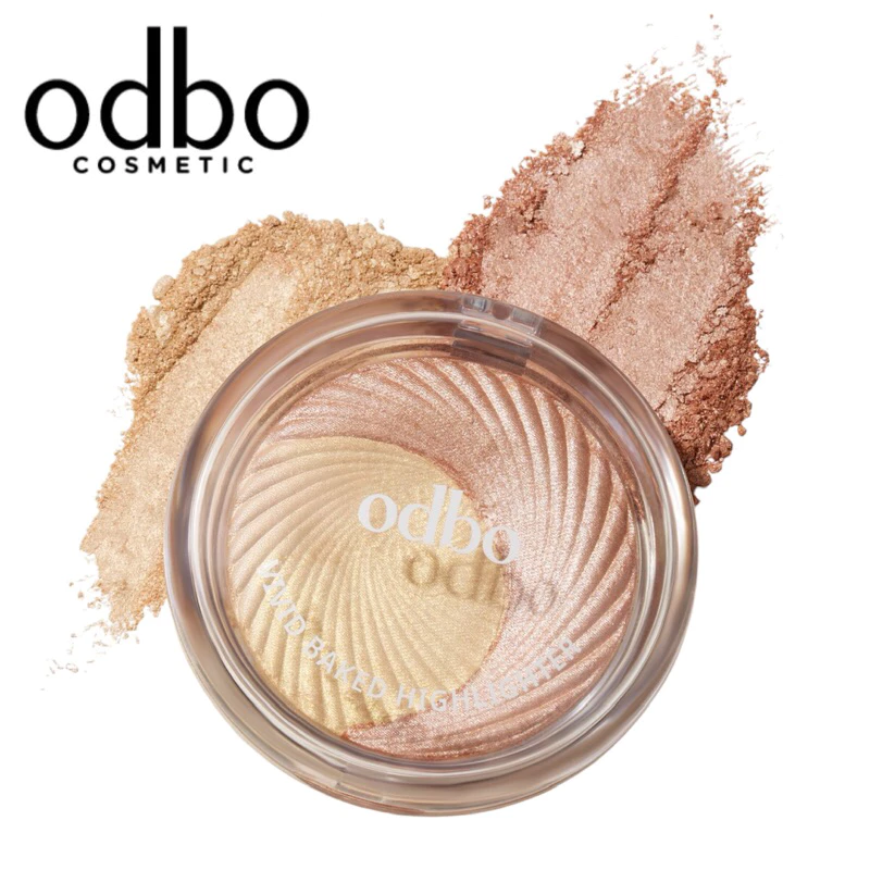 ไฮไลท์ ODBO VIVID BAKED HIGHLIGHTER โอดีบีโอ วิวิด เบคไฮไลท์เตอร์ 2 เฉดสี ในตลับเดียว OD106