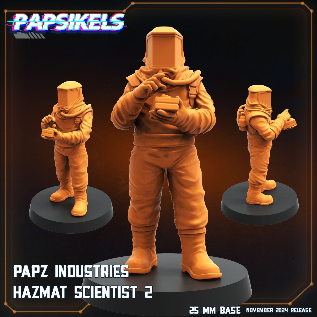 Hazmat Scientist [2] - Vs Humans - Humanoid Human / 32mm scale 3D printed miniature PSK