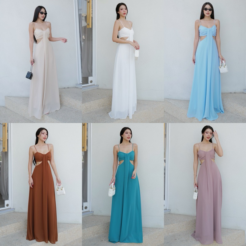 Hillton Dress เดรสยาวผ้าชีฟอง