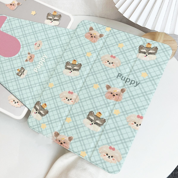🪐24 ชั่วโมงเคส🪐 เคสiPadหมุน 360°Gen11 Air7 Air5 cream puppy ช่องใส่ปากกาขวา Acrylic เคสipad air6 11 - รูปที่ 3