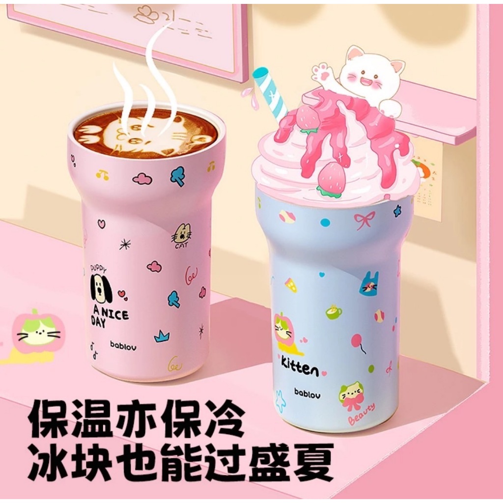 แก้วน้ําของแท้Bablov เก็บร้อน-เย็น ขนาด650ML เป็นสแตนเลส316+เซรามิกส์