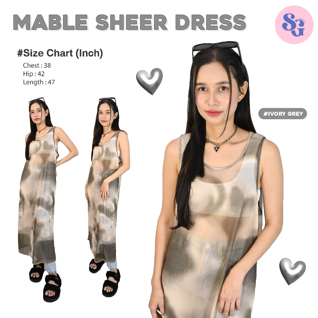(พร้อมส่ง) Mable sheer Dress ชุดเดรสยาวผ้าซีทู