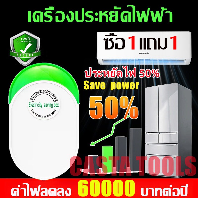 （ซื้อ1แถม1）เครื่องประหยัดไฟฟ้า ค่าไฟฟ้าลดลง50% ตัวประหยัดไฟ ปลั๊ก US สําหรับบ้าน ปลอดภัยและมั่นคง ตู้เย็น