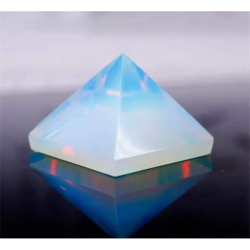 1 PC Natural Egypt Pyramid Stone Sculpture Opalite Opal Stones Statue Chakra Reiki Carved Fengshui C