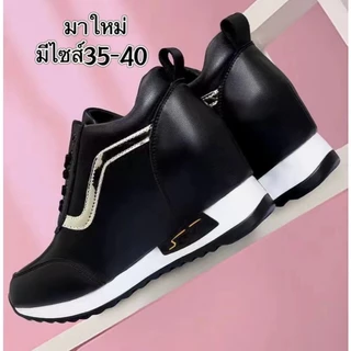 shopfashiop รองเท้าผ้าใบผู้หญิง เสริมส้น รองเท้าแฟชั่น ส้นหนา น้ำหนักเบา ใส่ไปเที่ยวเก๋ๆ A677
