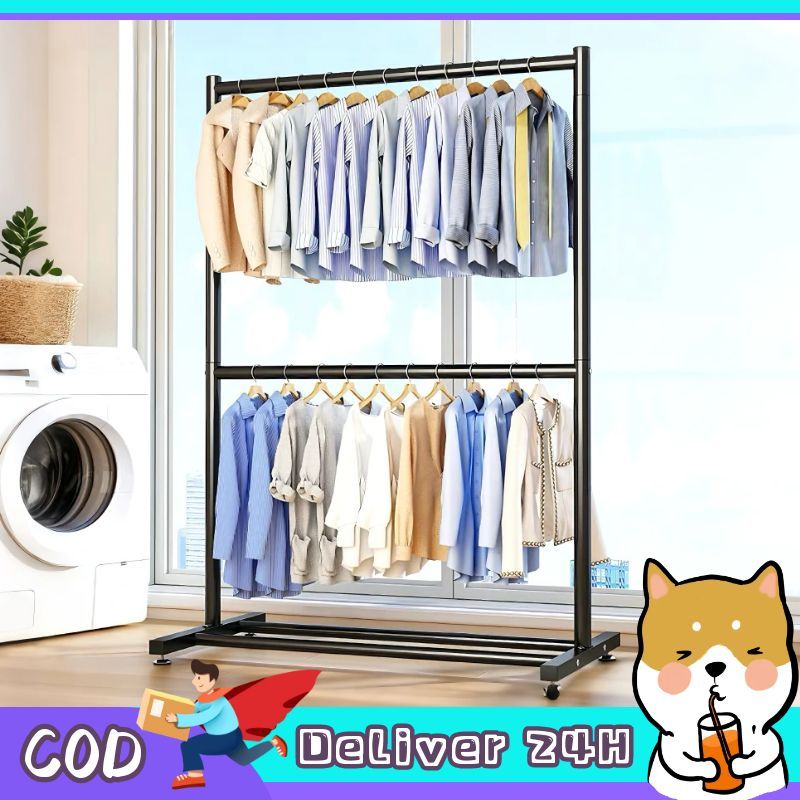 Dogegg🐶ไม้แขวนเสื้อตั้งพื้น 2 ชั้น ราวแขวนเสื้อผ้า ที่แขวนเสื้อ แขวนผ้าได้ปริมาณมาก โครงสร้างแข็งแรง