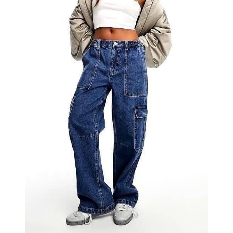ZARa Cargo JEANS กางเกงยีนส์ cargo เอวยืด รุ่นนี้สวยมาก