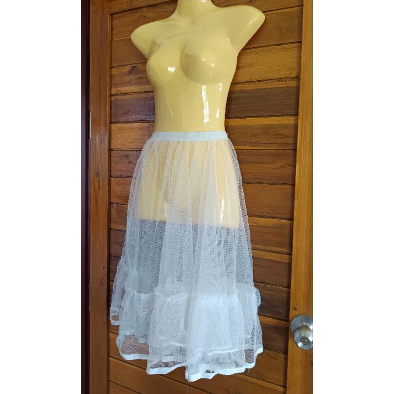 กระโปรงชีฟองสีขาว กระโปรงแฟนซี i75