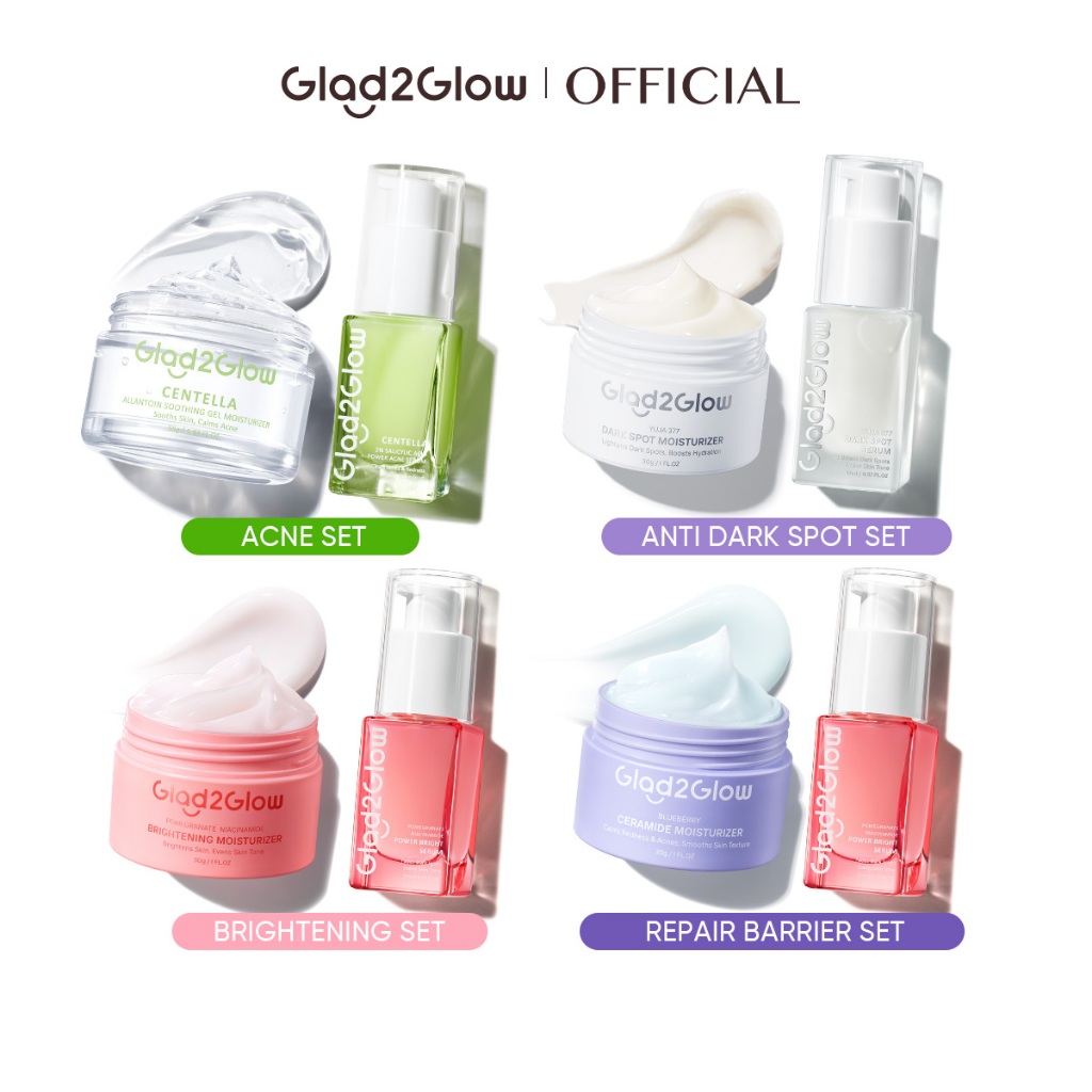 【2 ชิ้น】Glad2Glow Moisturizer มอยเจอร์ไรเซอร์ ครีมทาผิว Serum ไนอาซินาไมด์ เซรั่มปรับผิวใส（ลดรอยดำ รอยแดง สูตรอ่อนโยน）