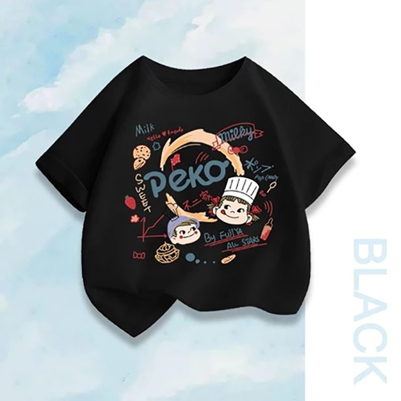 Yout-children kids ลายการ์ตูนน่ารักหลวม เสื้อยืด oversize ใส่สบาย แฟชั่น เสื้อคอกลม สไตล์เกาหลี boy/girl
