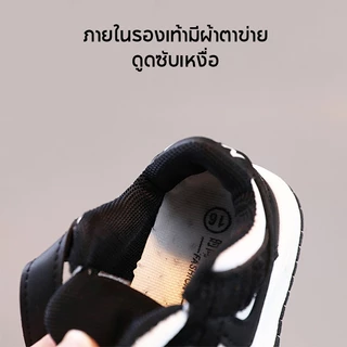 รองเท้าผ้าใบเด็ก รองเท้าเด็ก ดำ/ขาว กันลื่น ระบายอากาศได้ นุ่มสบาย สำหรับเด็กชายและเด็กผู้หญิง🌻การจัดส่งที่รวดเร็ว