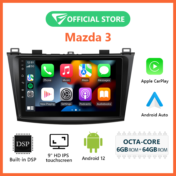 Eonon จอ android รถยนต์ Mazda 3 Android 13 พร้อม Apple CarPlay และ Android Auto QLED DSP M3BLA12S M3BKA12S