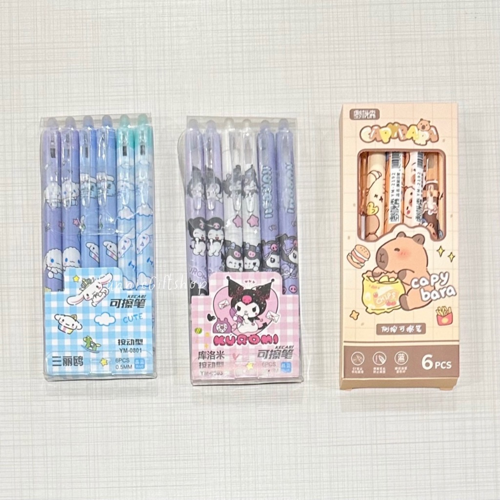 ปากกาลบได้ ลายการ์ตูน Set 6 ด้าม หมึกสีน้ำเงิน 0.5mm