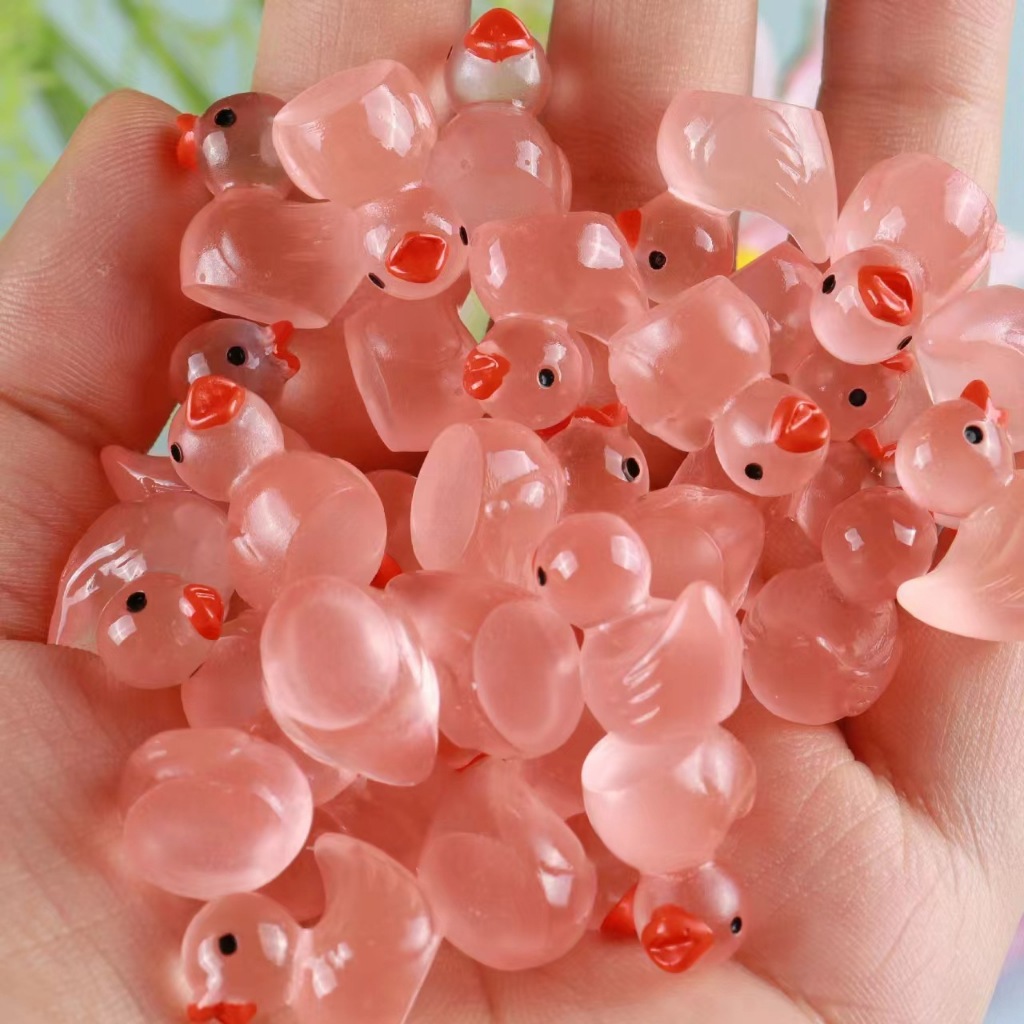 [COD]ชิ้นสุ่มเรซิ่นมินิเป็ดตุ๊กตาขนาดเล็กเครื่องประดับขนาดเล็กน่ารักเป็ดเรืองแสงสวนภูมิทัศน์พืชหัตถกรรมตกแต่ง - รูปที่ 4