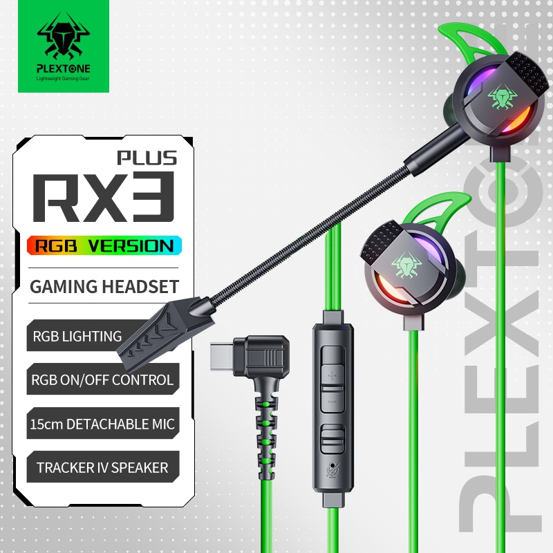 หูฟังเกมมิ่ง,PLEXTONE RX3PLUS, หูฟัง ชนิดใส่ในหู ตัดเสียงรบกวน, ชุดหฟังแบบมีสาย ไมโครโฟนยาวที่ถอดออกได้, ไมโครโฟนในตัว