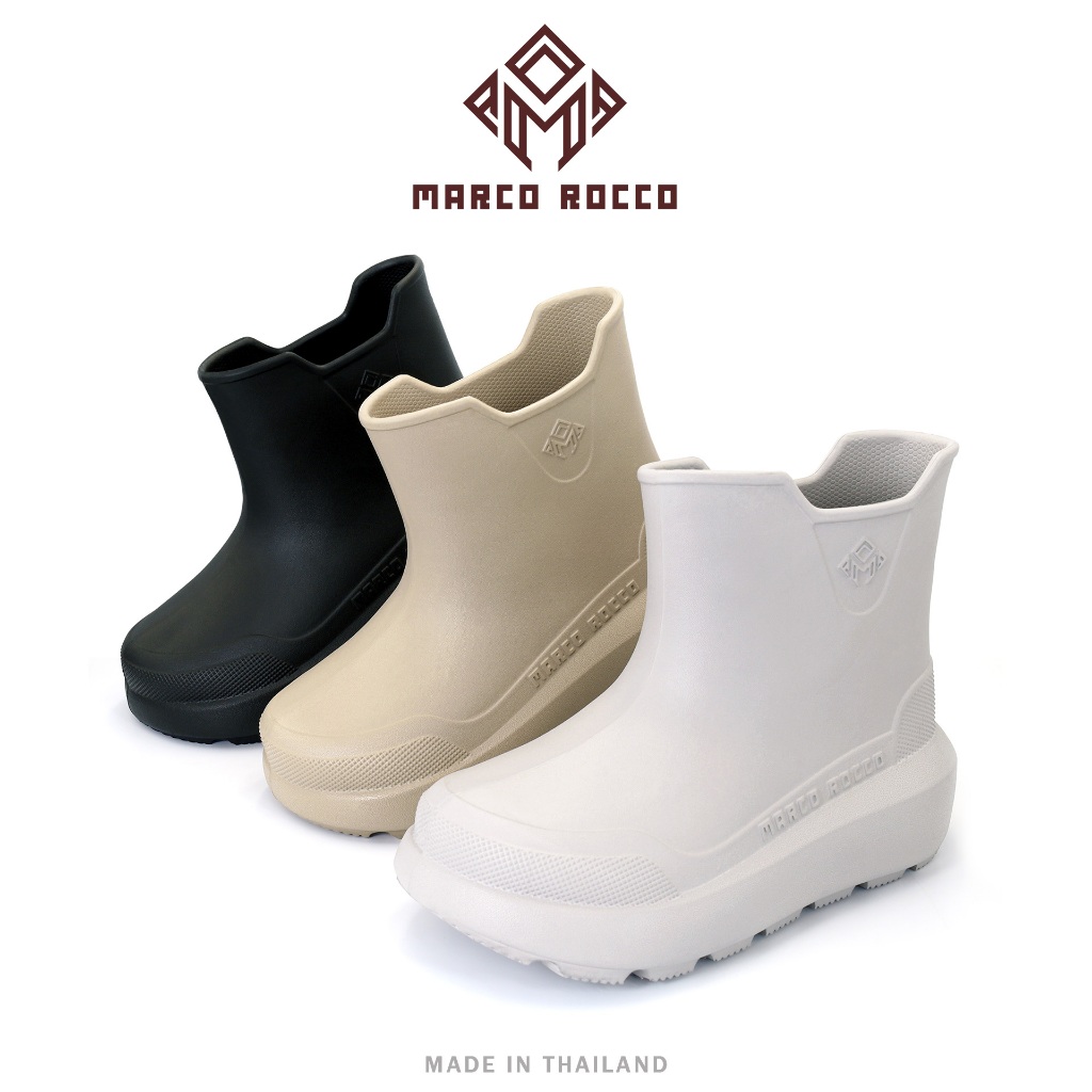 Marco Rocco รองเท้าแฟชั่น รองเท้าบูทบูทกันน้ำ ผู้หญิง สไตล์ครีม วัสดุ EVA กันลื่