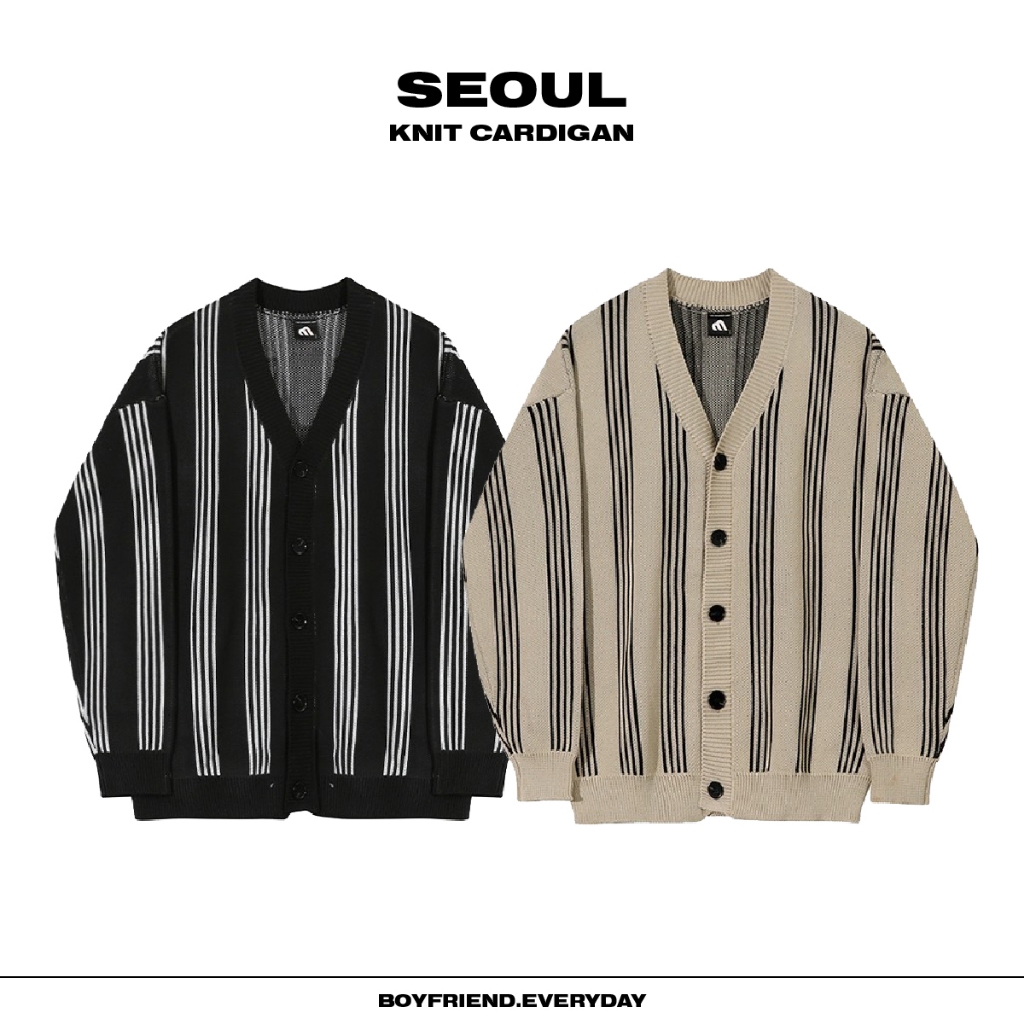 SEOUL KNIT CARDIGAN เสื้อคาร์ดิแกนไหมพรมลายเส้นตรง