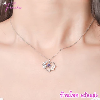มาใหม่ พร้อมส่ง สร้อยคอ จี้ดาวคริสตัล ดอกไม้ ประดับเพชร สร้อยแฟชั่น สีเงิน สไตล์เกาหลี ปรับระดับได้