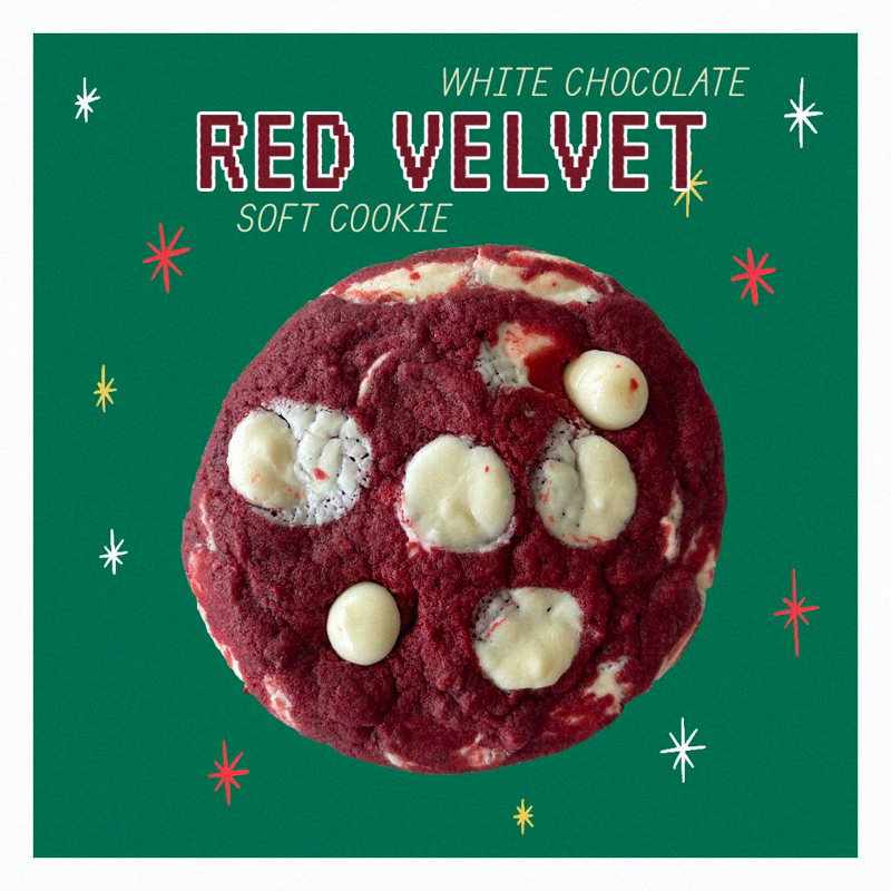 Red Velvet White Chocolate Soft Cookies ซอฟคุกกี้รสRed velvet
