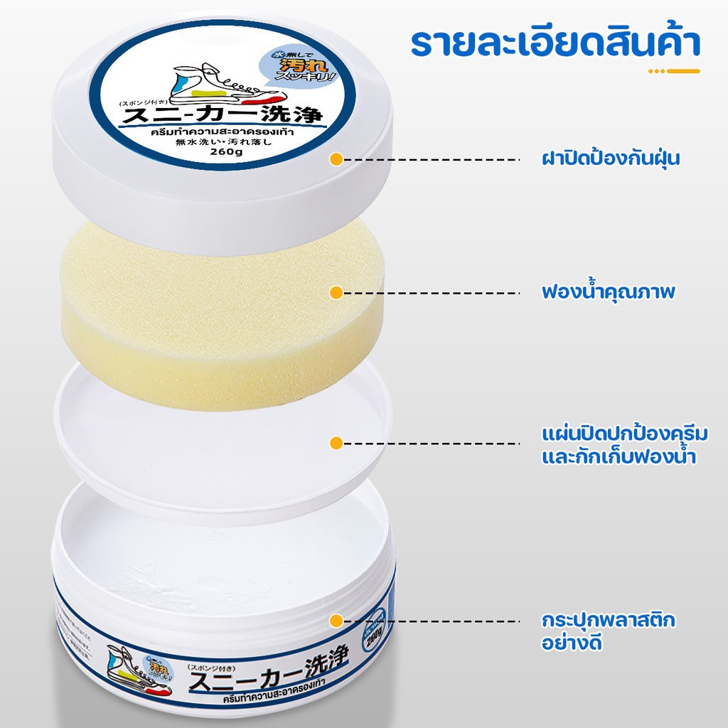 ครีมขัดรองเท้าขาว น้ำยาขัดรองเท้าขาว White Shoe Cleaner พร้อมฟองน้ำสำหรับขัด