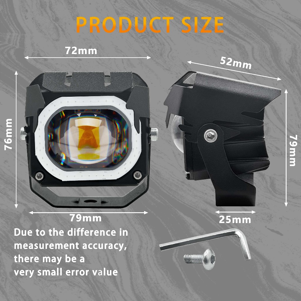 ไฟขับรถขนาดเล็ก 2 ชิ้น อัพเกรด V7 Pro ชุดที่ 2 ไฟสูง/ต่ำ LED สีขาว/เหลืองและน้ำเงิน - รูปที่ 5