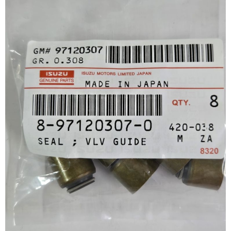 ซีลหมวกวาล์ว ISUZU TFR มังกร D-MAX ไม่คอม 4JA1 4JB1 4JH1 รหัสสินค้า 8-97120307-0 ราคา 1 ชุด 8 ตัว
