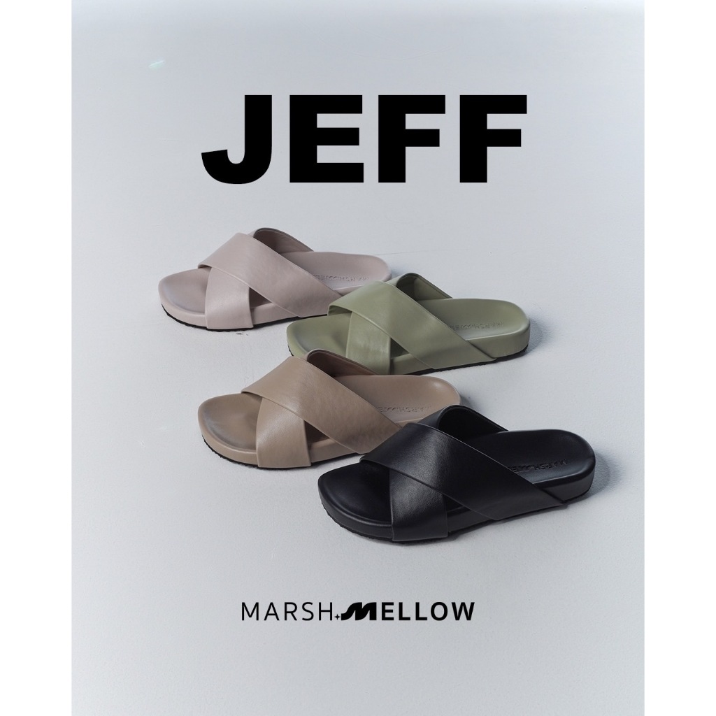 JEFF รองเท้าแตะ UNISEX หน้าเท้าหนัง PU นุ่มนิ่ม