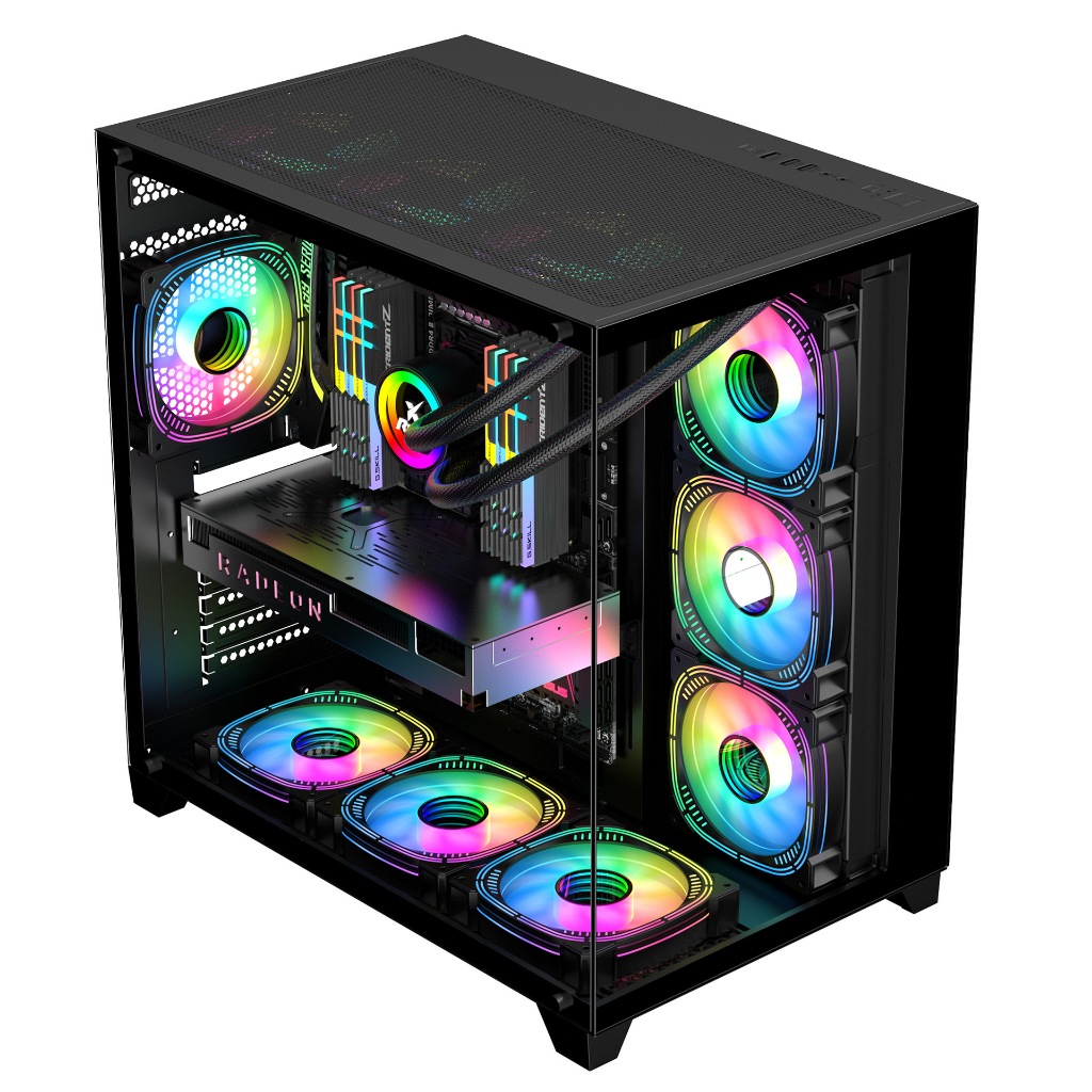 Sea View Room PRO Computer Case Black Desktop Computer Case ATX Sea View Room 360 Water Cooling Fan 