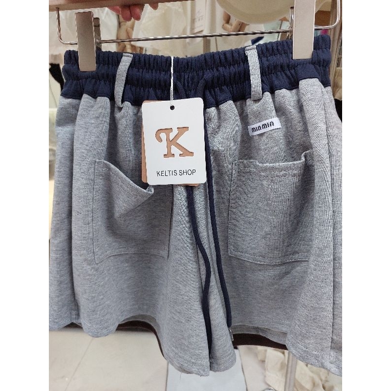 NB17 กางเกงวอร์มขาสั้น ป้า K keltis ผ้าหนุ่มหนา tag miumiu ขอบเอว2 tone