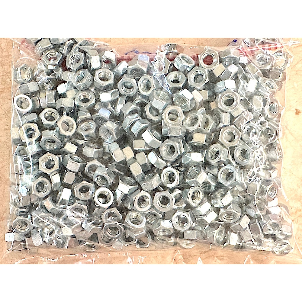 น๊อต น๊อตตัวเมียมิลขาว M6 เกลียว 1.0 mm. น๊อตเบอร์ 10 ชุบซิงค์ขาว แพ็คละ 100,200,ตัว แข็งแรงได้มาตรฐาน