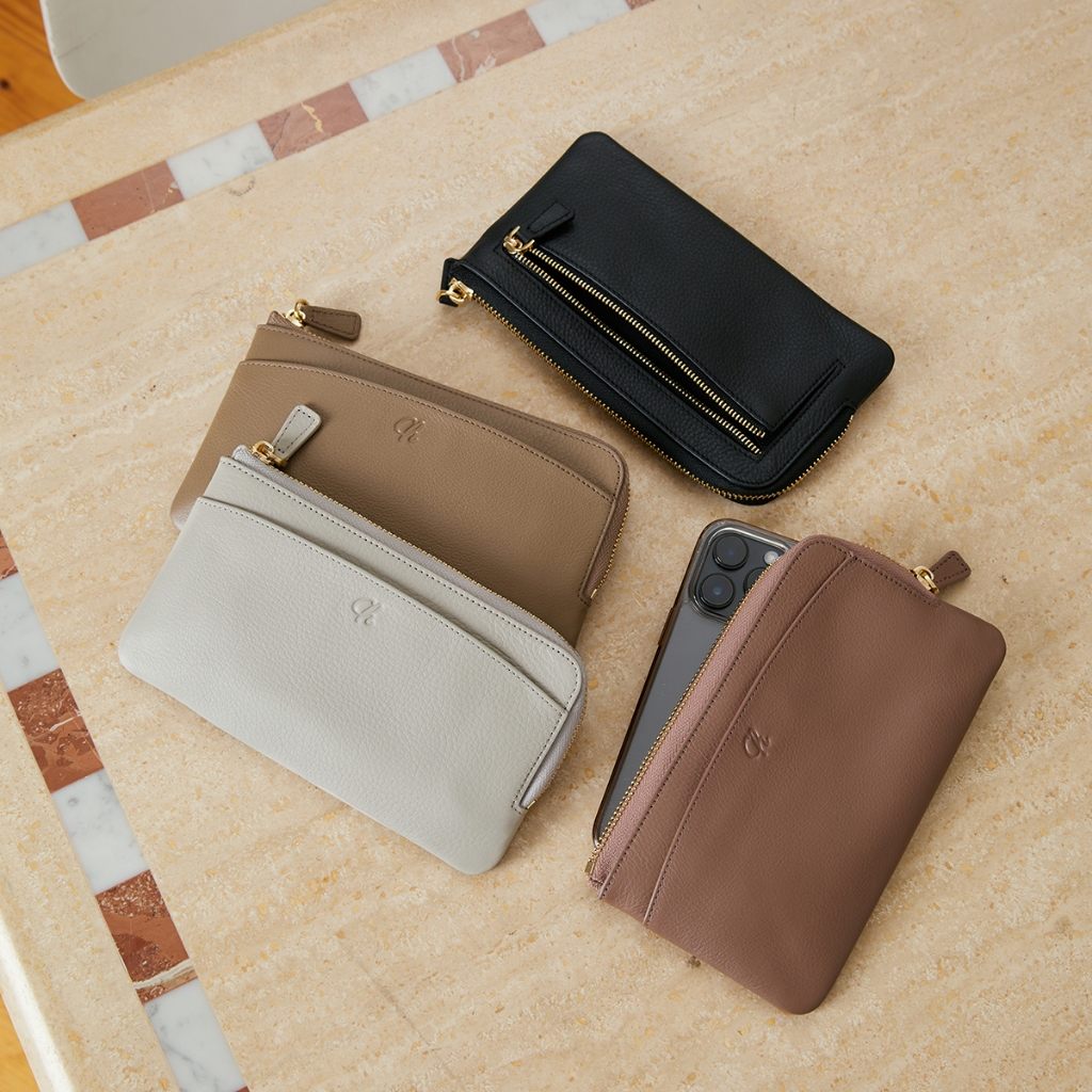 ใบยาวบาง-จุ หนังวัวนุ่ม รุ่น Doona มือถือใส่ได้ทุกรุ่น กระเป๋าสตางค์เอนกประสงค์ Charin bag