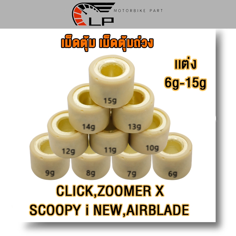 เม็ดตุ้มถ่วง เเต่ง 6g-15g CLICK,ZOOMER-X,SCOOPY-I NEW,AIRBLADE เม็ดตุ้มถ่วงน้ำหนัก ตลิก สกุปี้ไอ ราคาต่อเม็ด