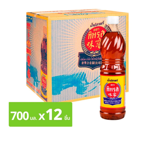 น้ำปลาแท้ ทิพรส 700 มล. ขวดเพ็ท 12 ขวด กลิ่นหอม รสชาติกลมกล่อม น้ำปลาตราปลาหมึกฝาเหลือฃขนาด700 มล×12ขวด