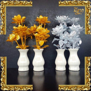 แจกันดอกไม้ ดอกไม้ไหว้พระ ดอกไม้ถวายพระ ดอกไม้ปลอม สีเงิน สี…