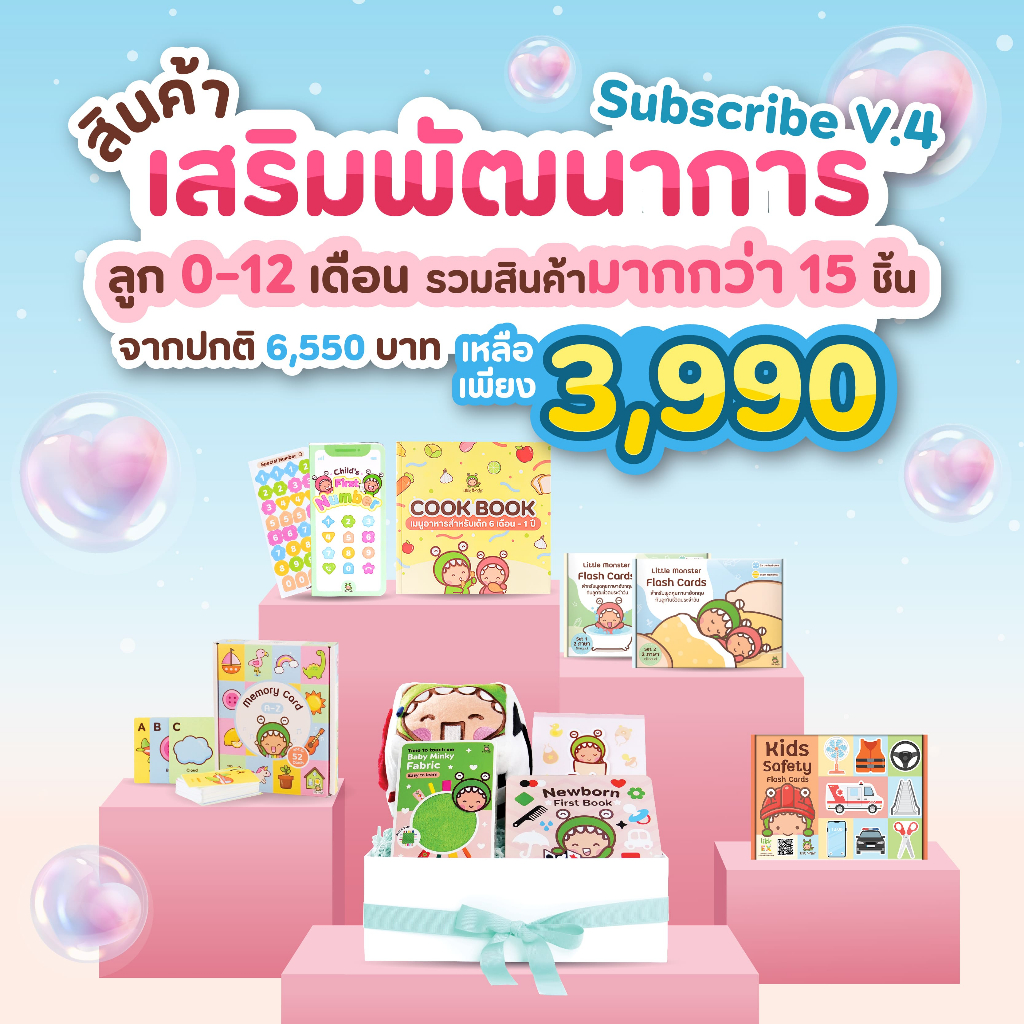 ลดมากกว่า 40% Subscribe Project | ยอดขายมากกว่า 800 บ้าน | Little Monster | กล่องรวมสินค้า 15 ชิ้น ตั้งแต่ 0-12 เดือน