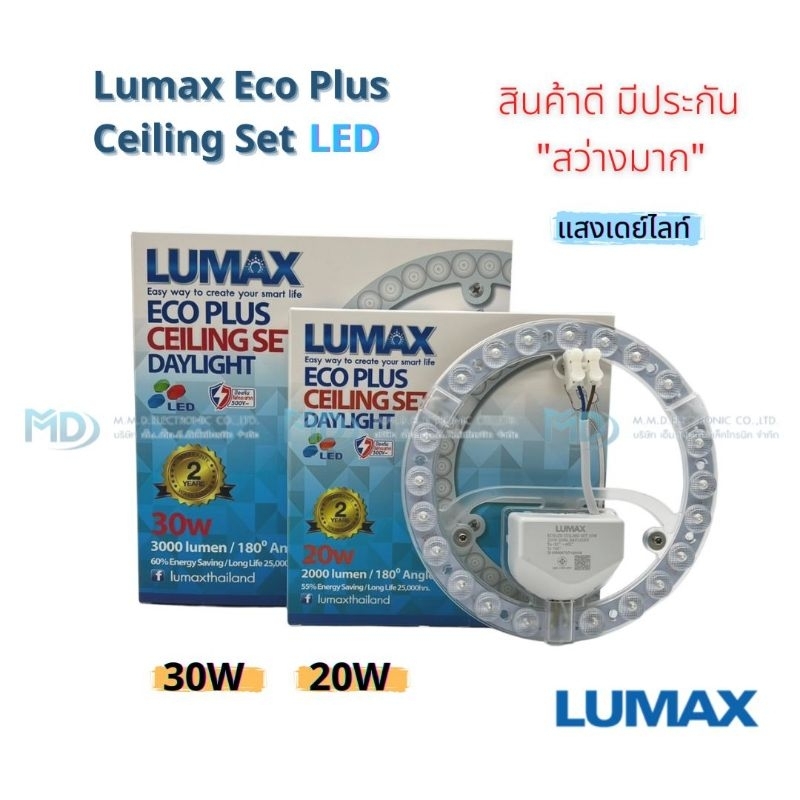 Lumax แผงไฟ หลอดไฟกลม LED 20W 30W แสงขาว DayLight โคมไฟเพดาน โคมซาลาเปา ติดตั้งง่ายด้วยปุ่มแม่เหล็ก