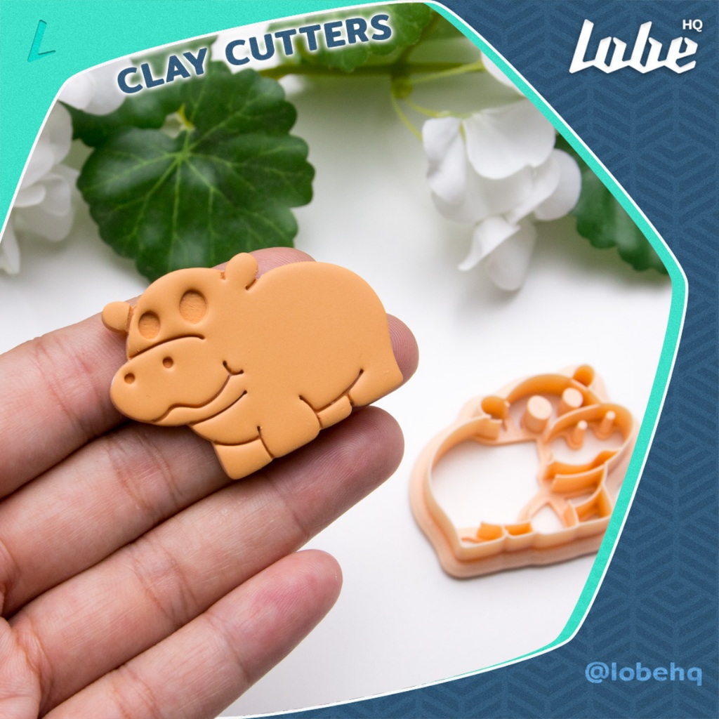 Lobehq Clay Cutter Pygmy Hippo Shape D/ พิมพ์กดดินรูปทรงฮิปโปแคระหมูเด้งD