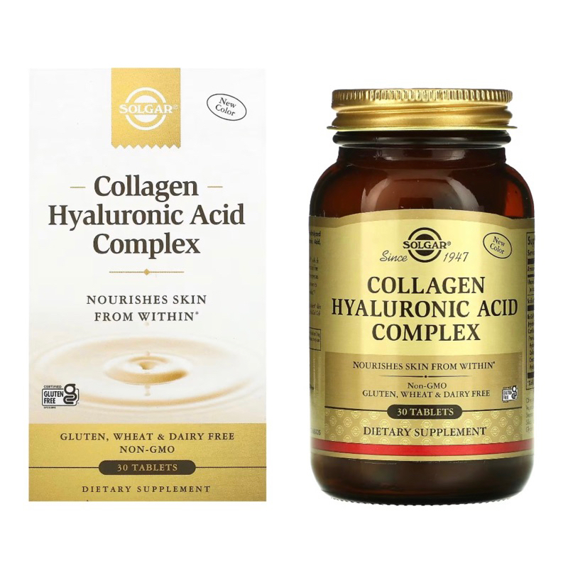 exp 08/2027 Solgar Collagen Hyaluronic Acid Complex, 30 Tablets - Hydrolyzed Collagen Type 2