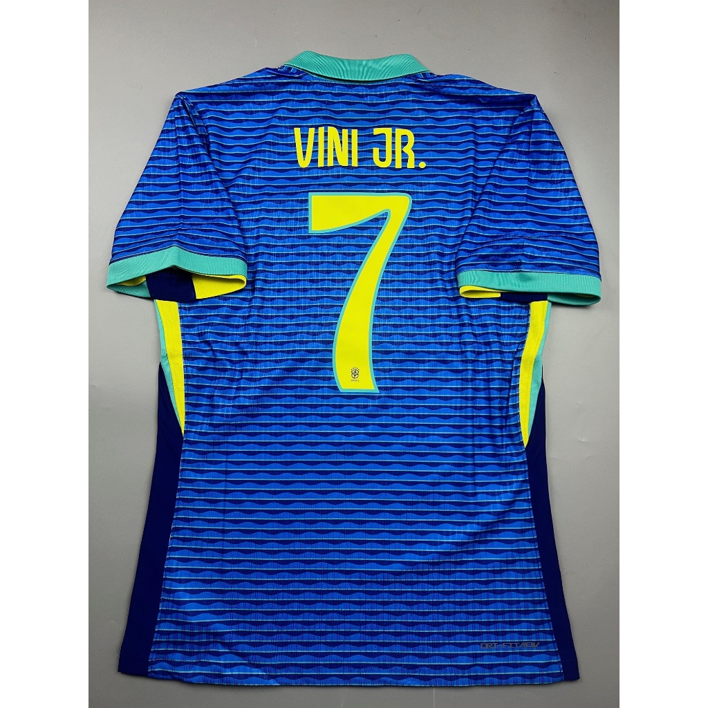 SALE !!! เสื้อบอล 2024 เพลเย่อ ทีมชาติ บราซิล เยือน สีน้ำเงิน 7 VINI JR Player Brazil Away Cecat