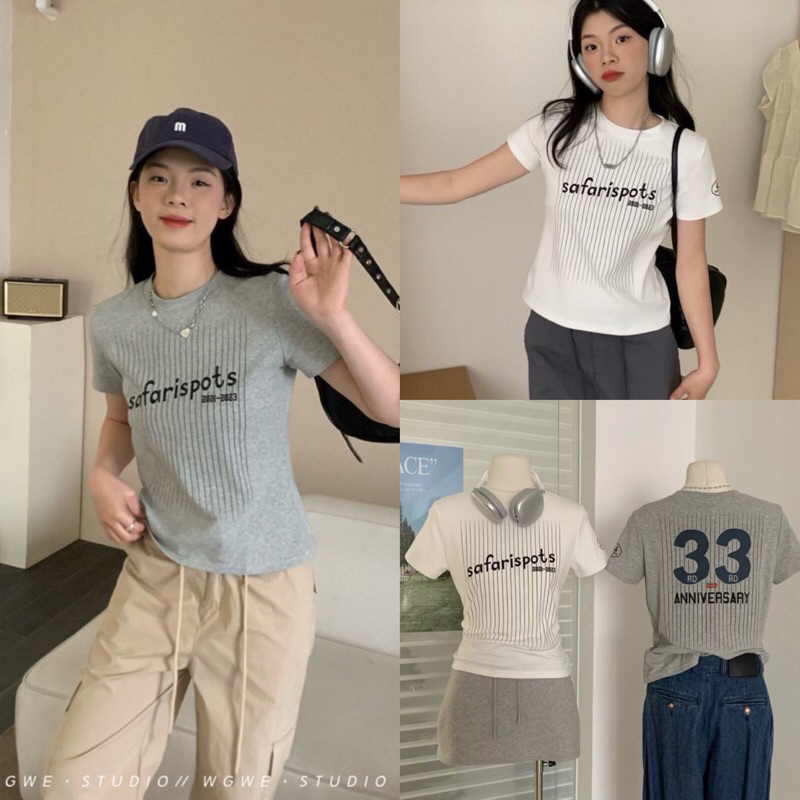 เสื้อแขนสั้นคอกลมสกรีนลายรุ่น 7820 TAG:WG.WE